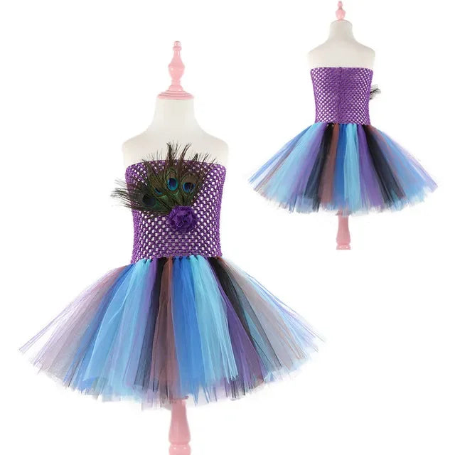 Cosplay Anime Peacock Princess Tutu Dress Girls Anime Cosplay Christmas Costume Happay Purim Birthday Party Dresses Hallowe 72th