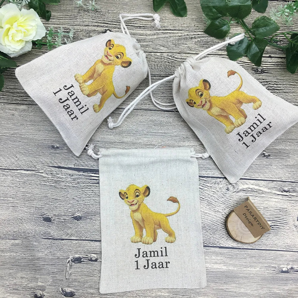 20pcs personalize any cartoon lion Birthday Gift favor bags, Baby Shower thank you gift bags, Christening baptism gift bags