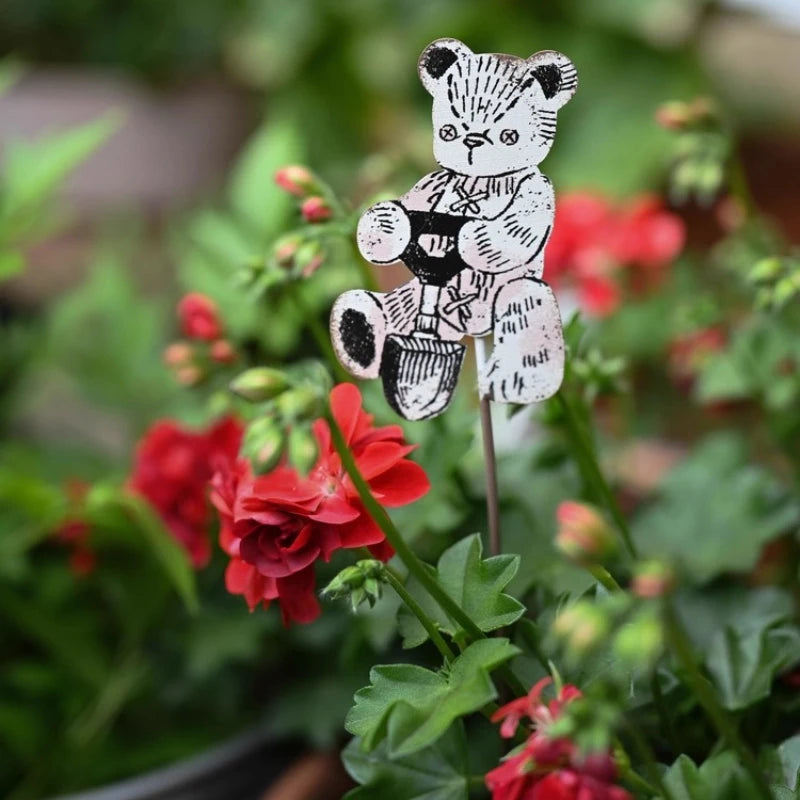 Retro Iron Animal Flower Stake Balloon Ornament Horticultural Groceries Garden Decor Rustic Balcony Plant Markers for Flowerpot