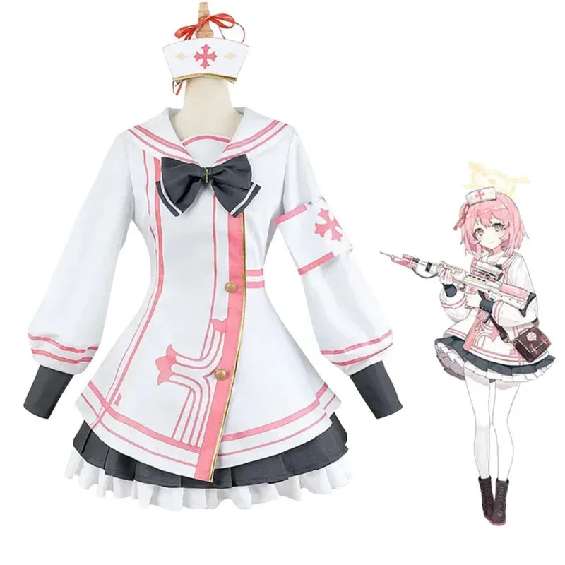 Game Blue Archive Sumi Serina Cosplay Costume Women Uniform Casual Jacket Skirt Wig Nurse Hat Bow Halloween Party Suit