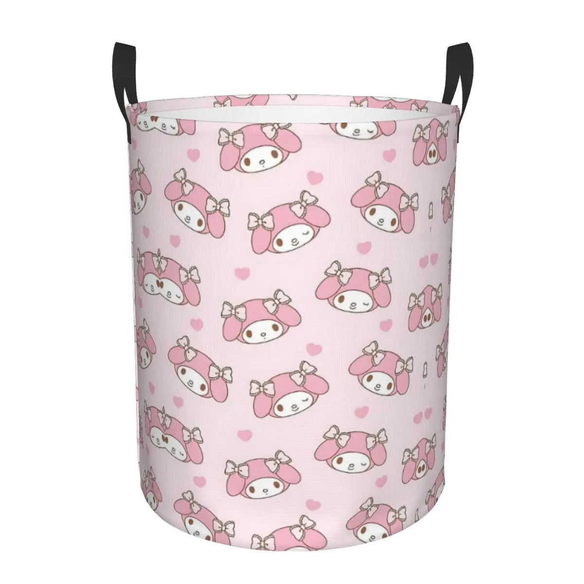 Custom Melody Laundry Basket Collapsible Pink Rabbit Clothes Hamper for Baby Kids Toys Storage Bin