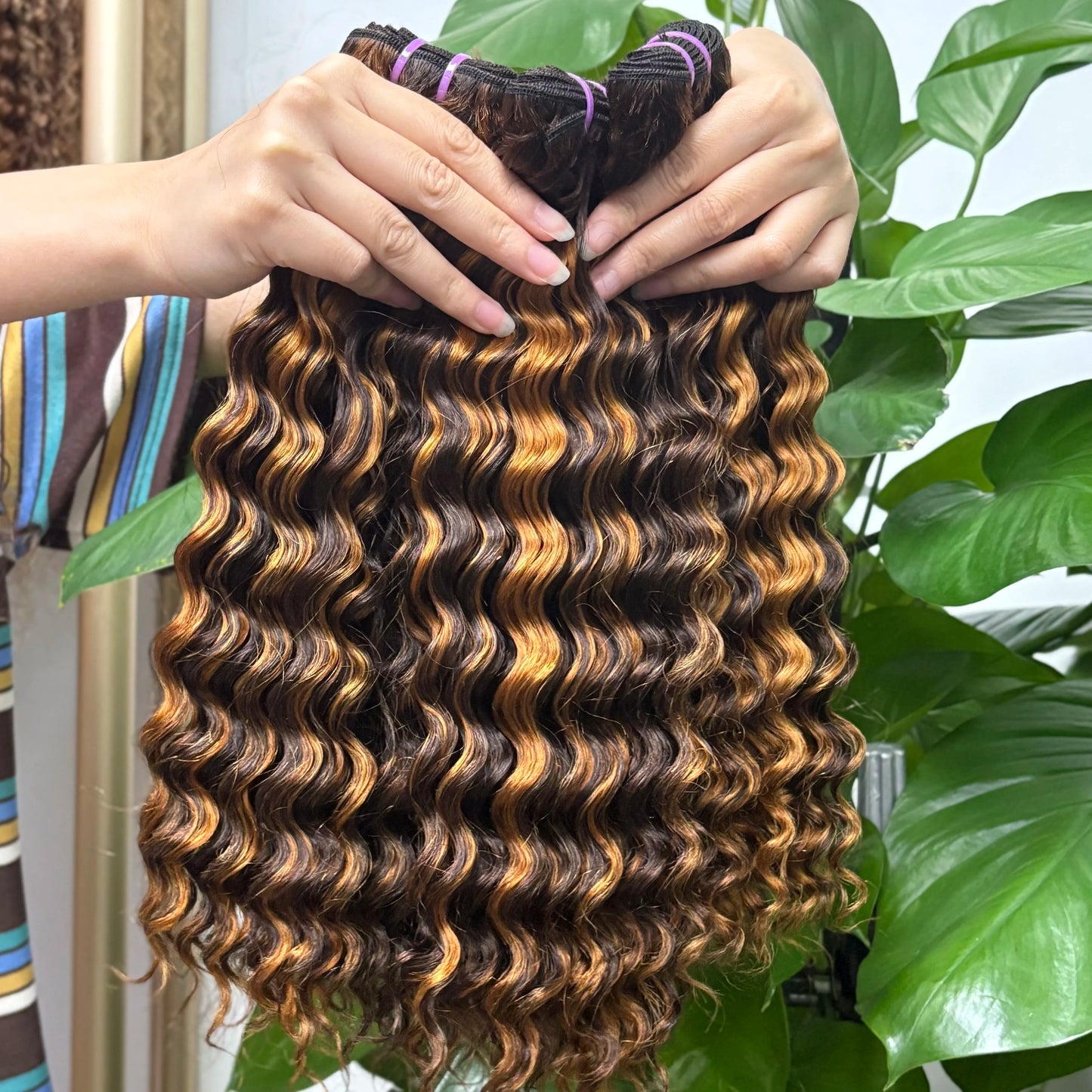 14inch Raw Vietnamese Unprocessed P4/30 Highlight Deep Wave Hair Bundles 16A 100% Human Hair Weave Extensions for Women