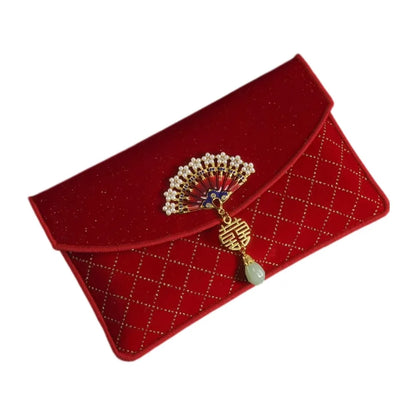 Chinese Style New Year Red Envelope Traditional Brocade Wedding Money Pocket Blessing Magnetic Buckle Red Packet Party Gifts