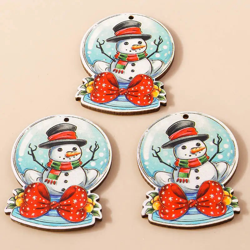 Leslie 10pcs Fashion Christmas Charms Cute Christmas Tree Deer Bell Snowman Pendant for Earring Necklace Making Accessories