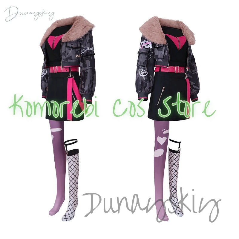 ULTRA C Azusawa Kohane Cosplay Game PJSK Project Sekai Colorful Stage Costume Uniforms Black Coat Dress Wig Prop Halloween Party