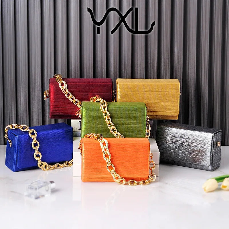 European and American Fashion Simple Evening Bag Dress Party Bride Bag Yellow Small Square Bag Chaozhou Factory Cro
