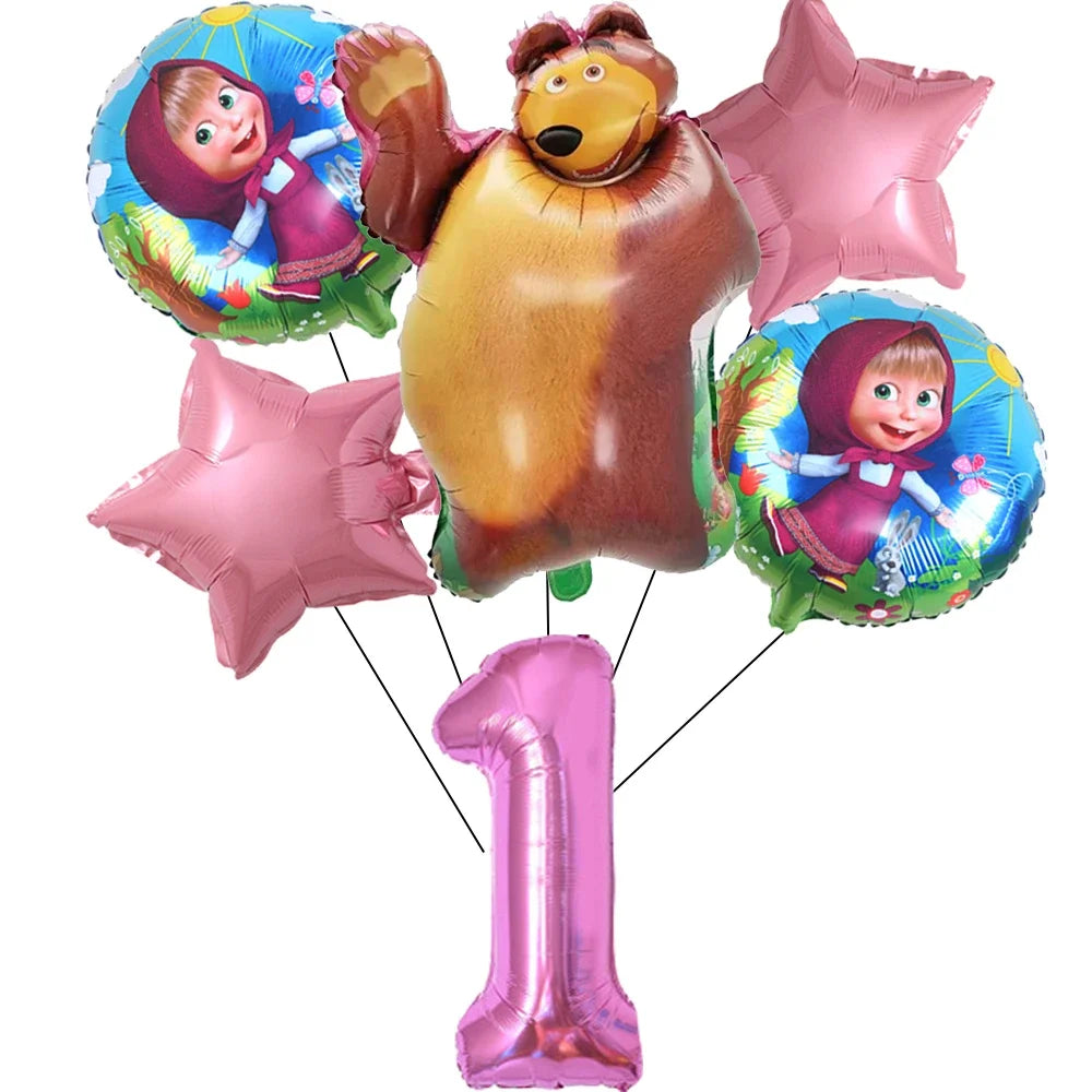 Cute Mashas and the Bear Party Balloons Party Decorations Cartoon Bear Party Favors Baby Shower Gifts For Kids Birthday Party