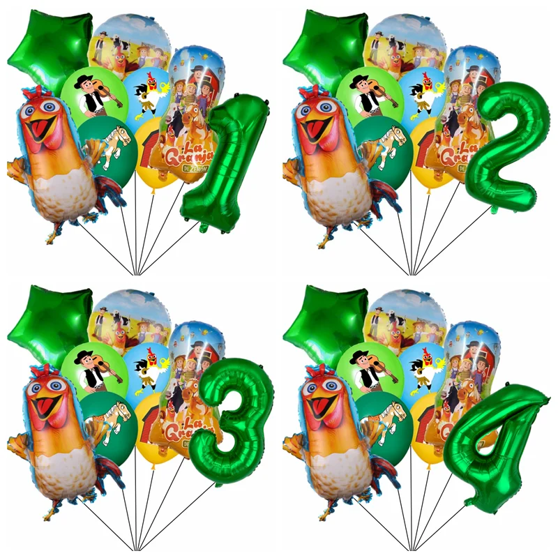 Chicken Dairy Farm Chick Tractor Ballons Happy Birthday Kids Party Animal Pet Dream Rangeland La Granja Zenon Party Decoration