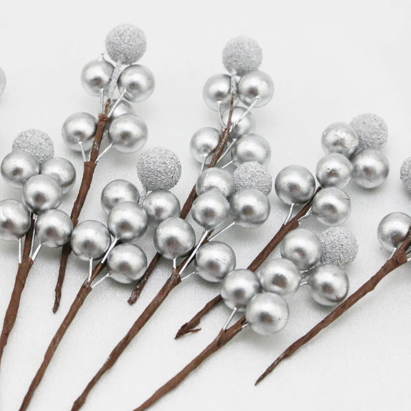 (10 Pcs/pack) 10cm Christmas Tree Berry Decoration Artificial Bayberry Wreath Bouquet Holiday Decoration Home DIY