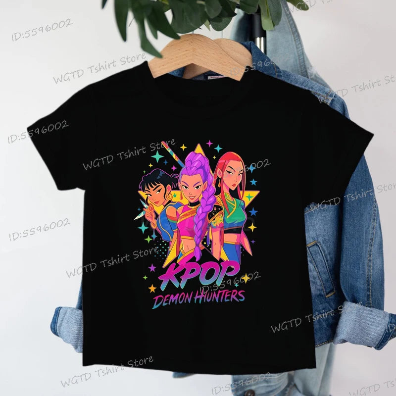 Children's Clothing KPop Demon Hunters Fashion Casual Tops 2025 Hot Movie Soft Cotton Baby Girls T Shirt Fans Gifts Kids Clothes