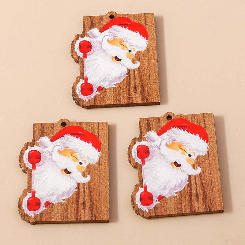 Leslie 10pcs Fashion Christmas Charms Cute Christmas Tree Deer Bell Snowman Pendant for Earring Necklace Making Accessories