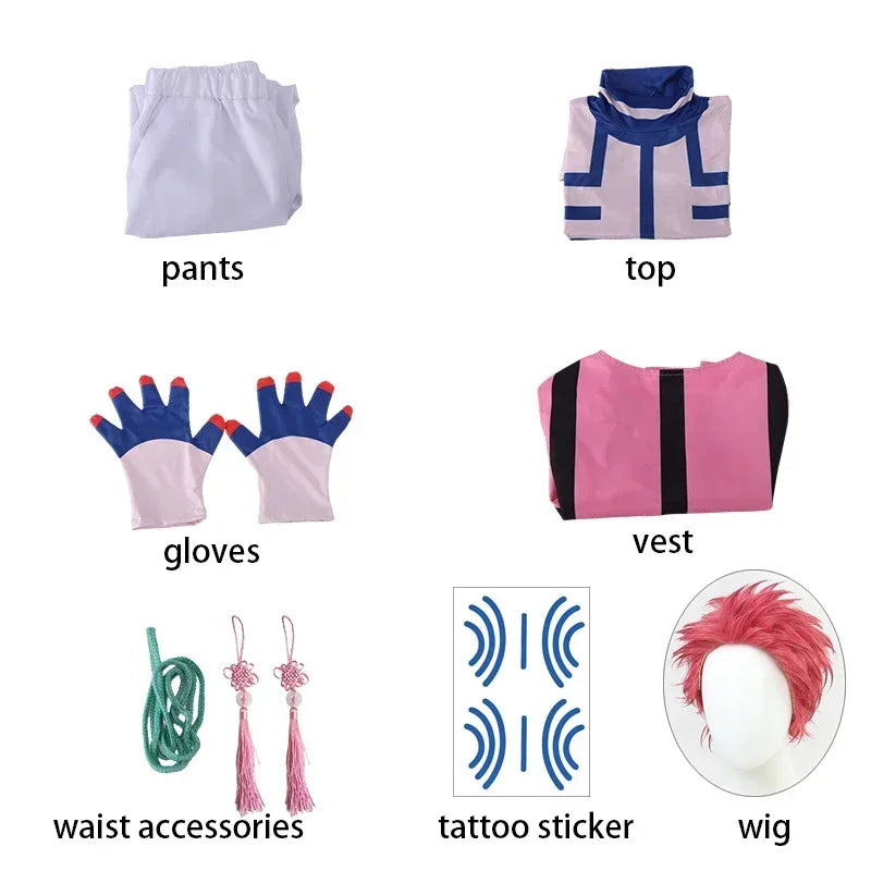 New s8s9 Anime Cosplay Costume Tattoo Gloves Akaza Wig Red Hair Halloween Party Carnival Outfits Wigs ❤2025 ☆