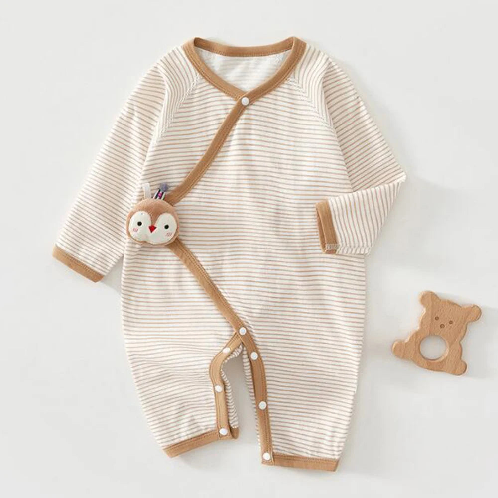 Summer Baby Boy Clothes 100% Cotton Baby Girl Rompers Long Sleeve Striped Newborn Jumpsuit 0 6 Months Unisex Hospital Onesies