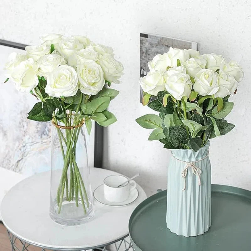 5Pcs Artificial Flowers Bouquet Red Velvet Fake Rose Flower for Wedding Home Table Decoration Christmas Tree Decor Valentine's