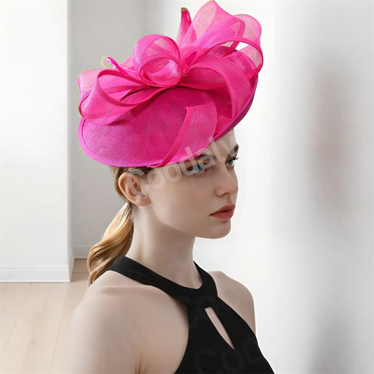 Hot Pink New Fascinator Wedding Women Hat Derby Race Ladies Headpiece Bride Wedding Chic Pillbox Fascinator Hair Accessories