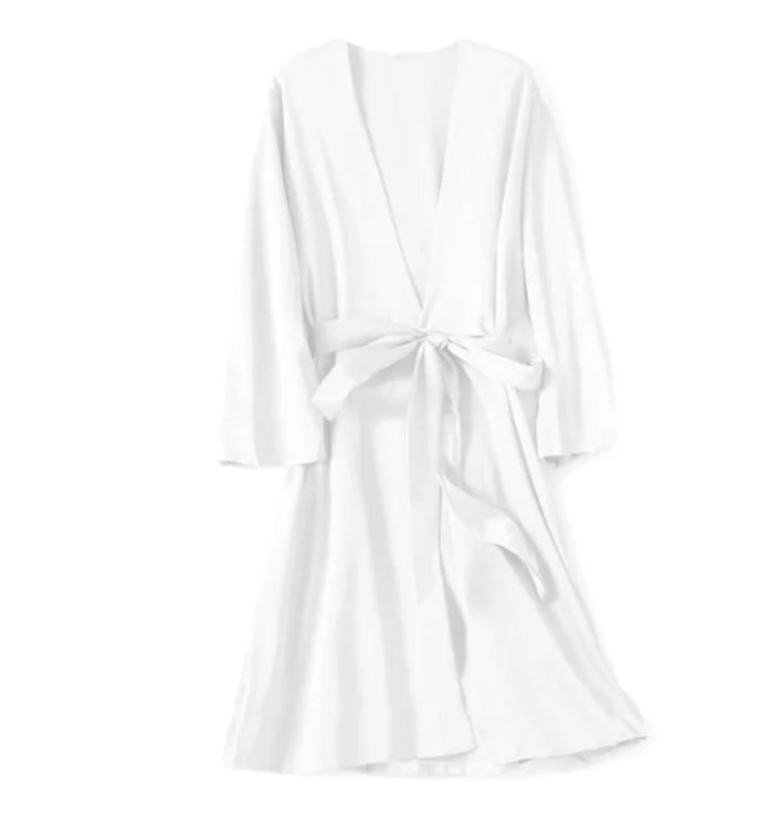Satin Robe Female Intimate Lingerie Sleepwear Silky Bridal Wedding Gift Casual Kimono Bathrobe Gown Nightgown Sexy Nightwear