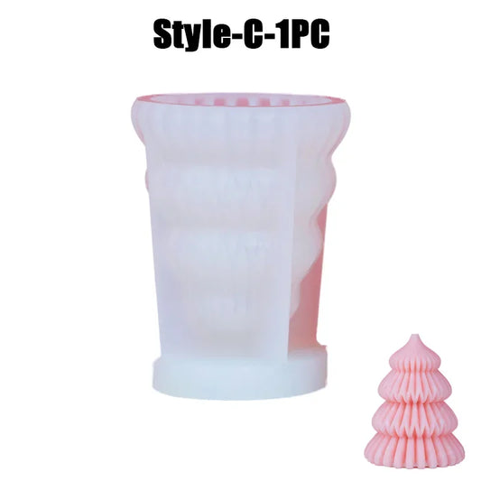Christmas Tree Candle Molds Handmade Home Decoration Wax Candle Silicone Mould Fragrance Aroma Gypsum Plaster Ornament Mold