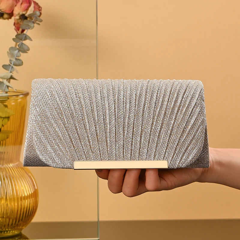 Wedding Bride Dinner Purse for Women Banquet Silver Clutch Bag Fashion Ladies Shinny Rhinestone Evening Bag