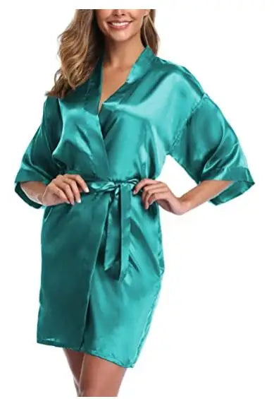 Satin Robe Female Intimate Lingerie Sleepwear Silky Bridal Wedding Gift Casual Kimono Bathrobe Gown Nightgown Sexy Nightwear