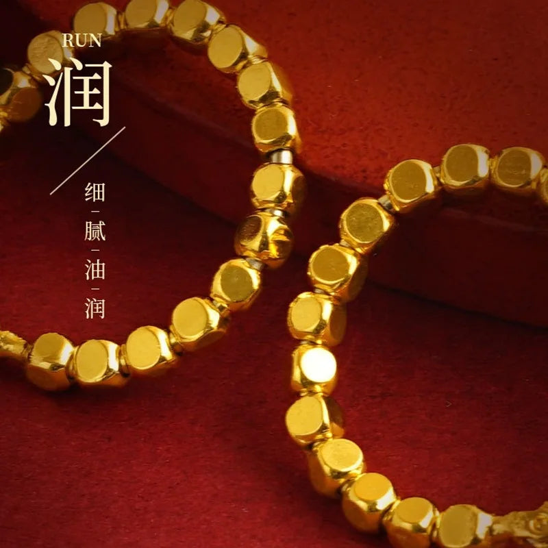 KISS&FLOWER Gold Beads Hoop Earrings For Women Female Party Birthday Wedding Christmas Bride Mother Girlfriend Ladies Gift ER434