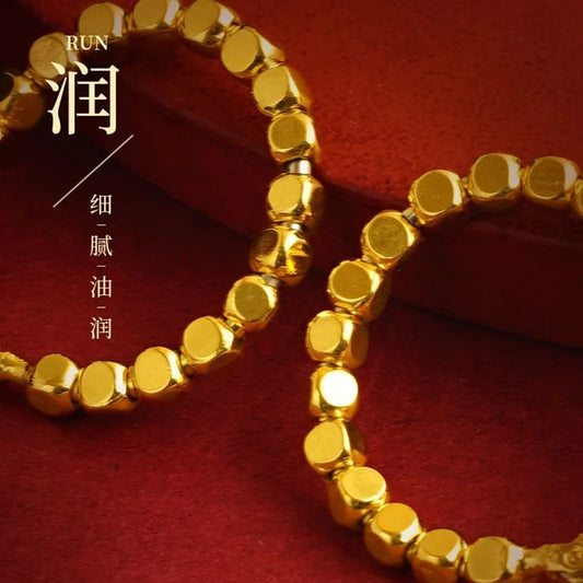 KISS&FLOWER Gold Beads Hoop Earrings For Women Female Party Birthday Wedding Christmas Bride Mother Girlfriend Ladies Gift ER434