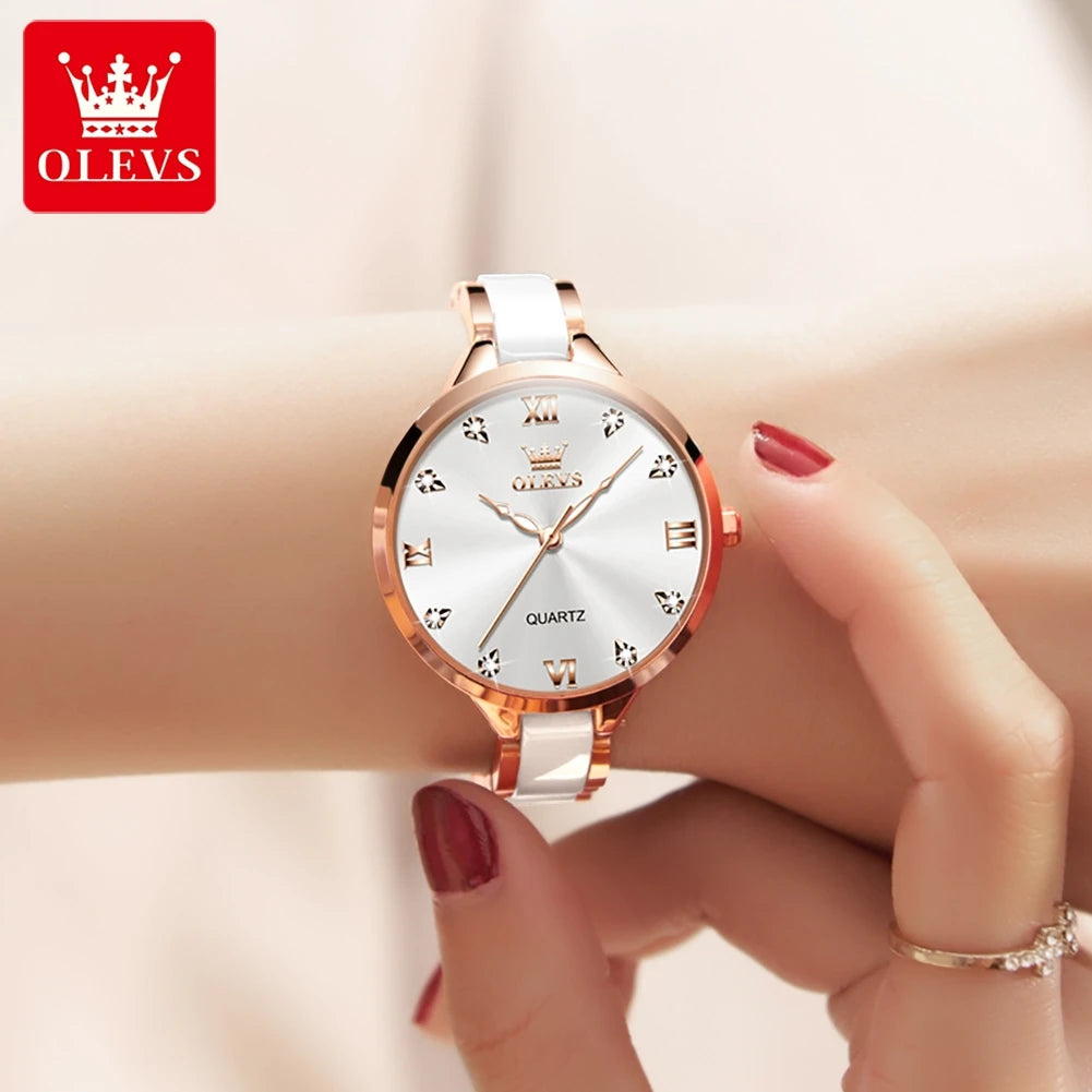 OLEVS 5872 Women Watches Quartz Wristwatch Waterproof Watches For Woman Set Bracelet Watch Original Elegant Casual Fashion Reloj
