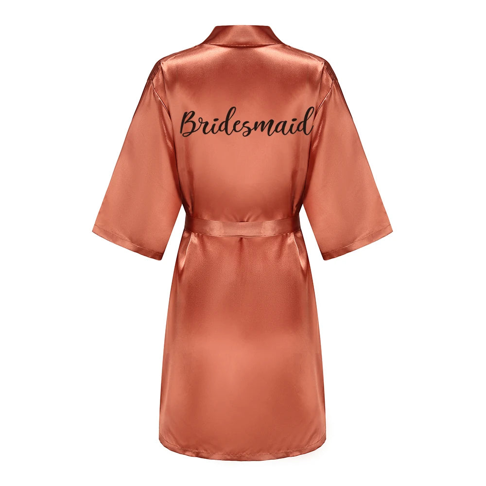 New Caramel Bathrobe Bride Satin Robe Women Getting Married Bride Hen Party Sisters Sqaud Mother Wedding Bridesmaid Robes