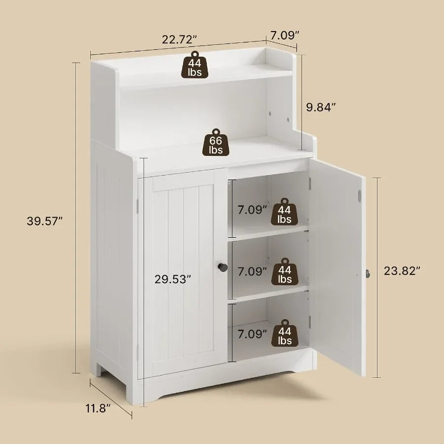 Bathroom storage cabinet combo: white MDF material, moisture-resistant finish, space-saving design for small bathrooms