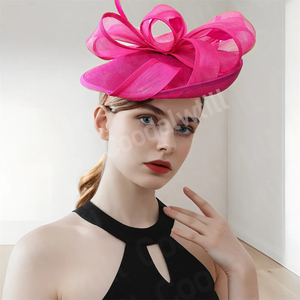 Hot Pink New Fascinator Wedding Women Hat Derby Race Ladies Headpiece Bride Wedding Chic Pillbox Fascinator Hair Accessories