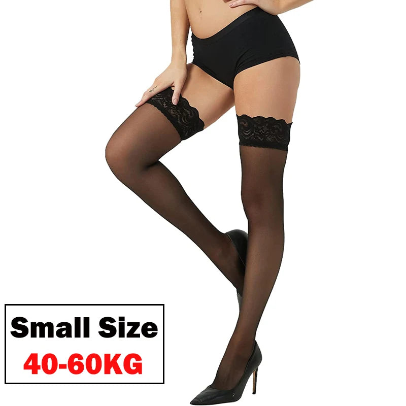 Plus Size Stocking Sexy Lace Thigh High Knee Stockings Lingerie Women Transparent Elastic Socks Leggings Nylon Temptation Medias