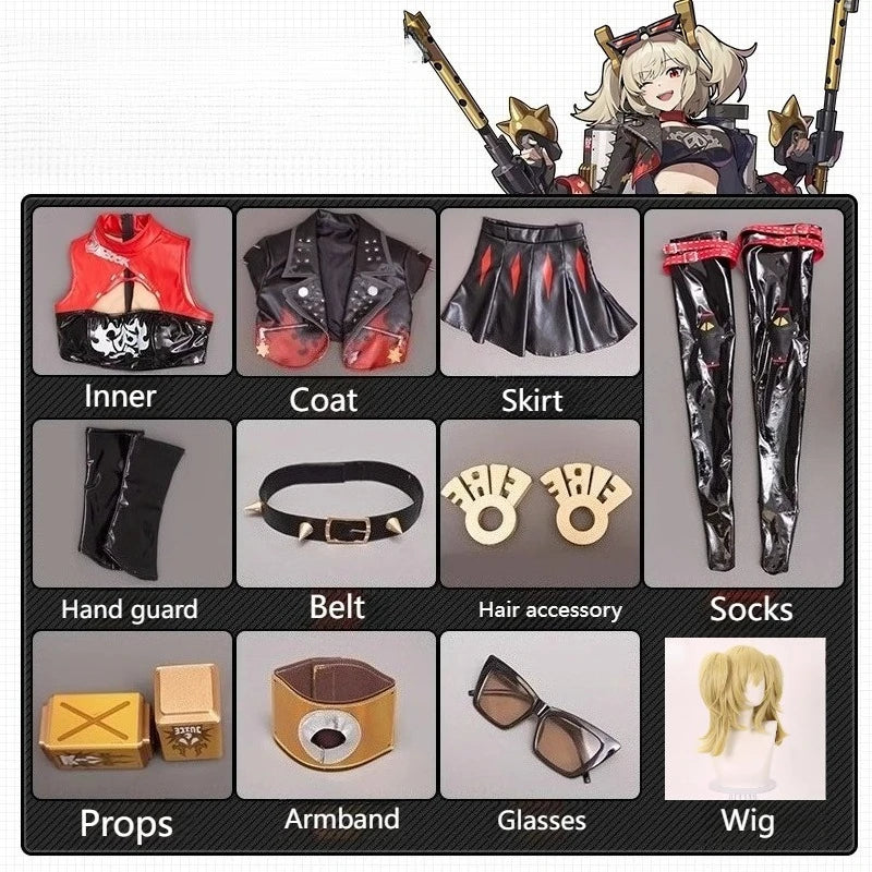 Game Zenless Zone Zero Burnice Whita Cosplay Costume Punk Coat Skirt Props Wig Suit for Women Halloween Anime Party Outfits