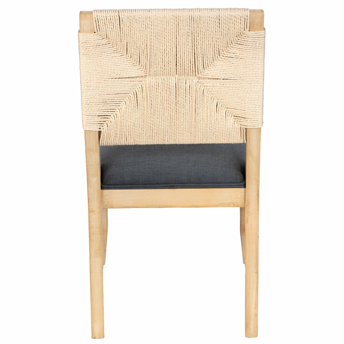 Dining Chairs Set of 2 with Woven Rope Backs and Linen Seats, French