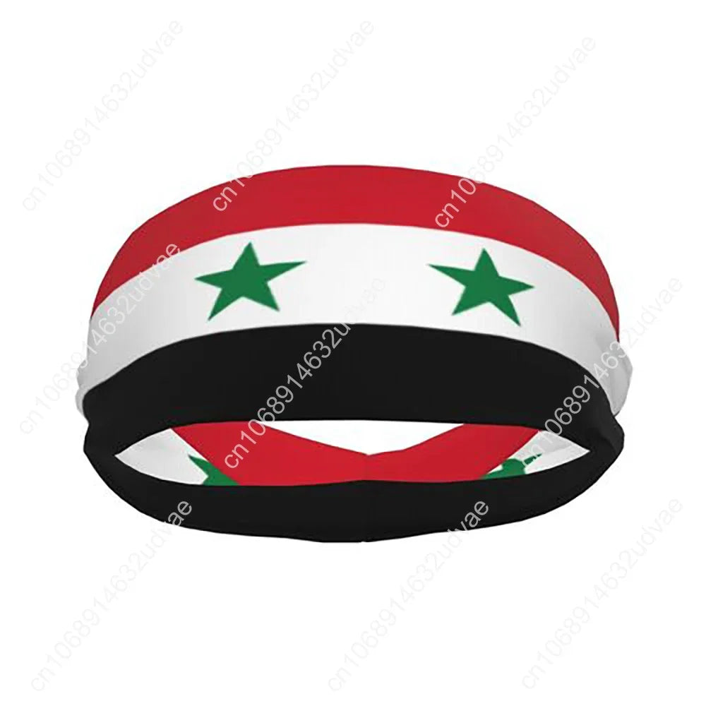 Syrian Sport Sweatbands Flag of Syria Sweat Headband Gym Fitness Hair Bandage Anti-slip Hair Sweat Bands