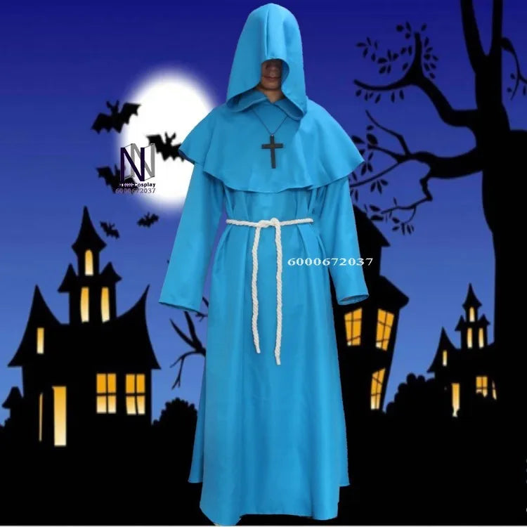 Christmas Medieval Christian Friar/Priest Robes - Witch Wizard Cloak Cape for Party, Death/Ghost/Vampire/Devil Cosplay