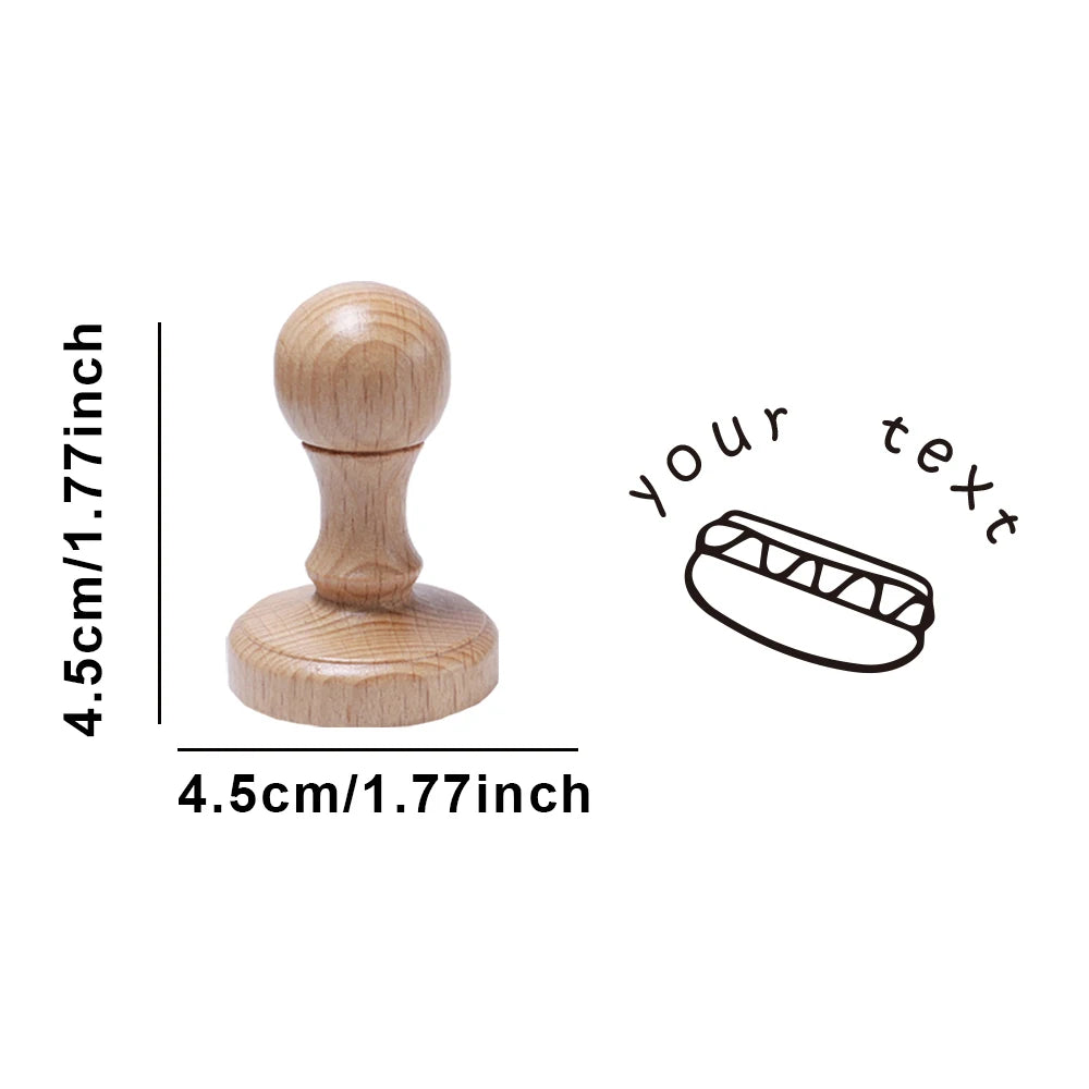 1PC Fashion Customized Name Wooden Seal For Restaurant Bakery Burger Restaurant Custom Brand Name Commercial Stamp