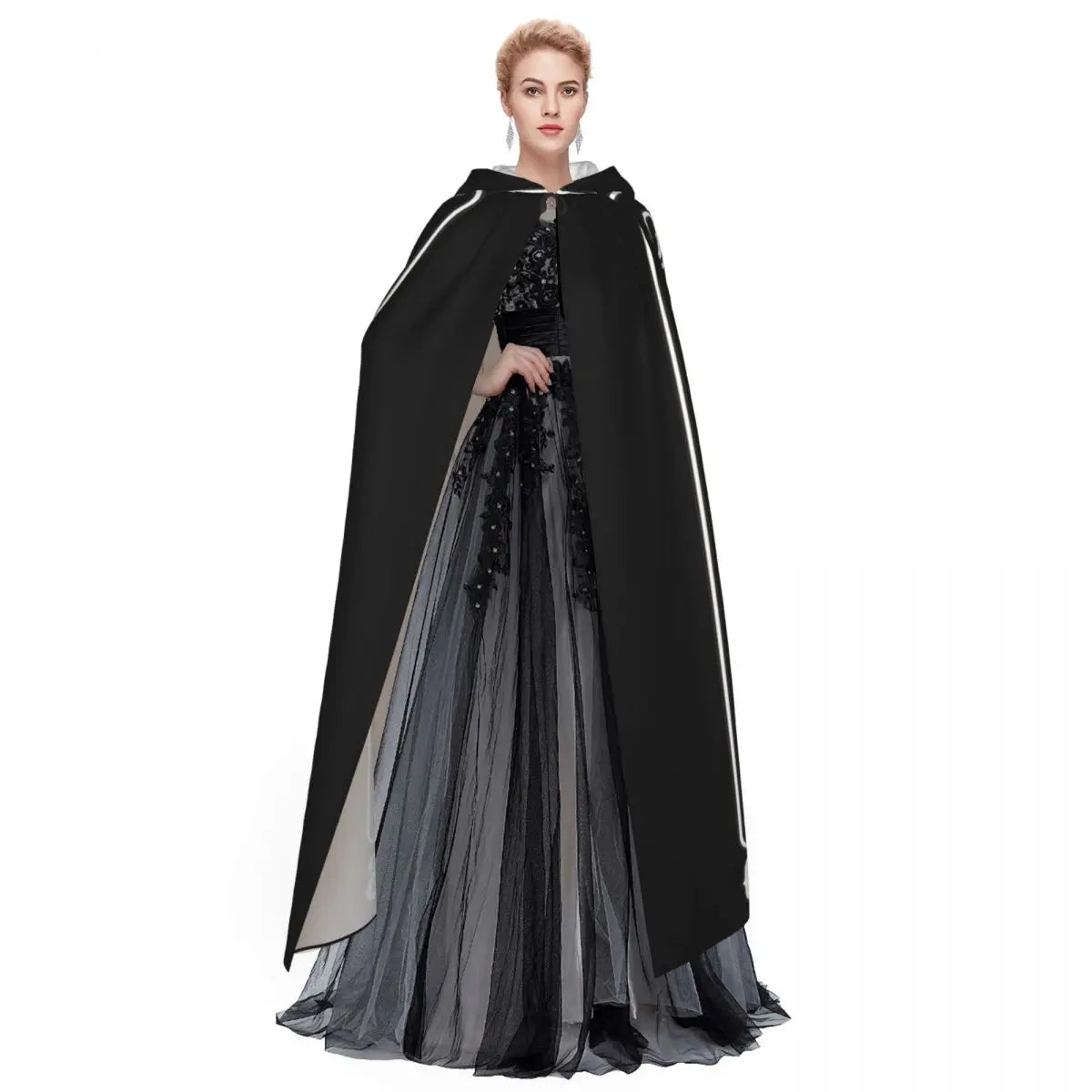 Queen Of Hearts Halloween Design Idea Card Lover Fun Lazy Halloween Long Hooded Cloak Witch Medieval Costume Cosplay Cape