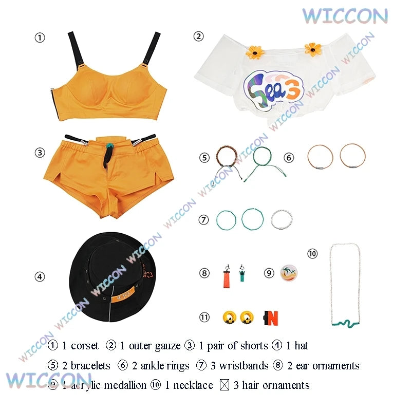 [OHaYoCos]MC Belle Cosplay Costume Wig Cosplay Zenless Zone Zero Beach Outfit Summer Game Clothes Uniform Outfit Halloween ZZZ R