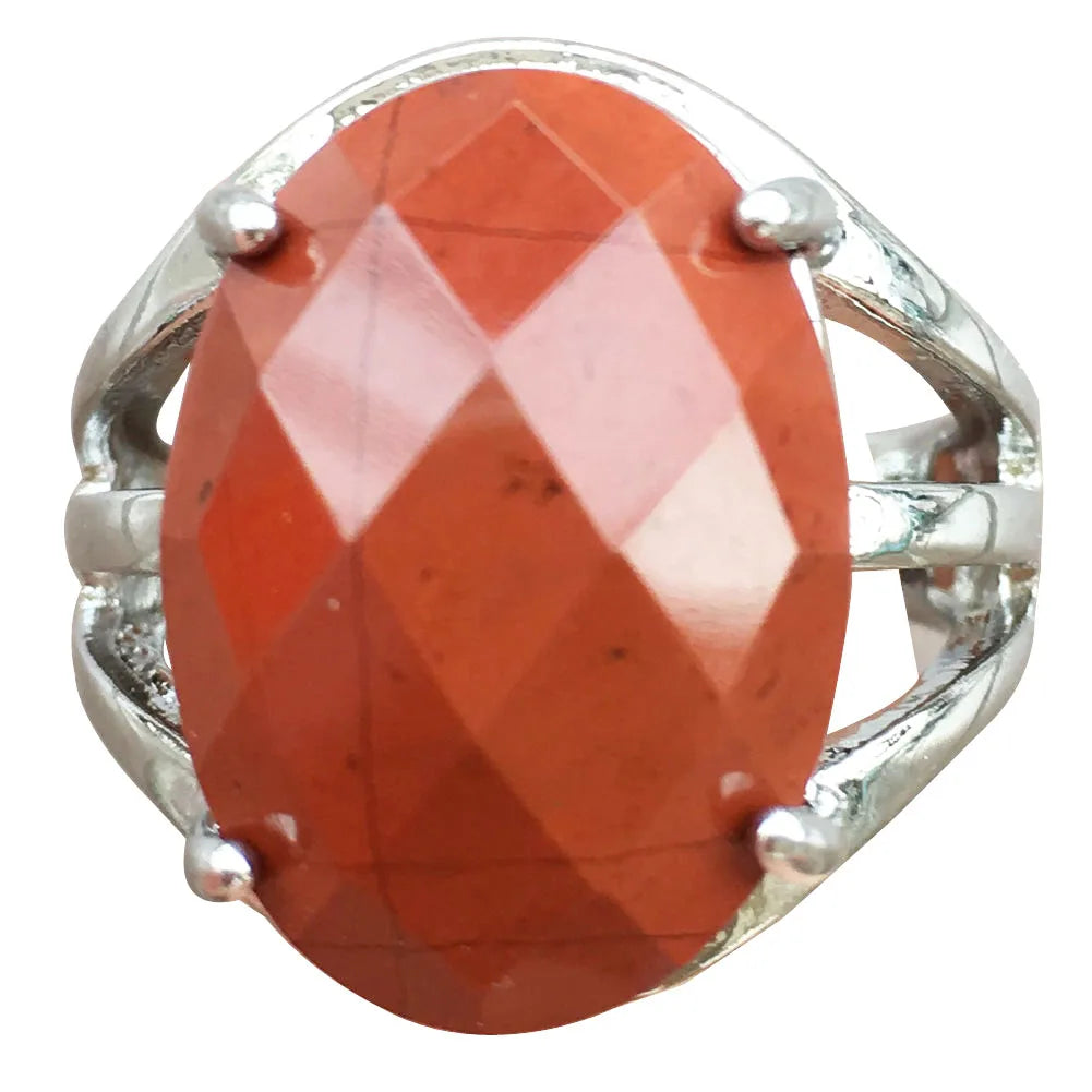 Crystal Faceted Oval Women Men Art Round Ring  7~12" Adjust Size WB827