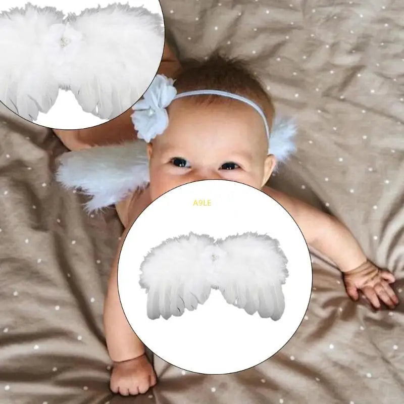 Infant Angel Costume Wing & Headband for Photography Skin Friendly Baby Outfit Newborn Photo Props Clothes 2PCS
