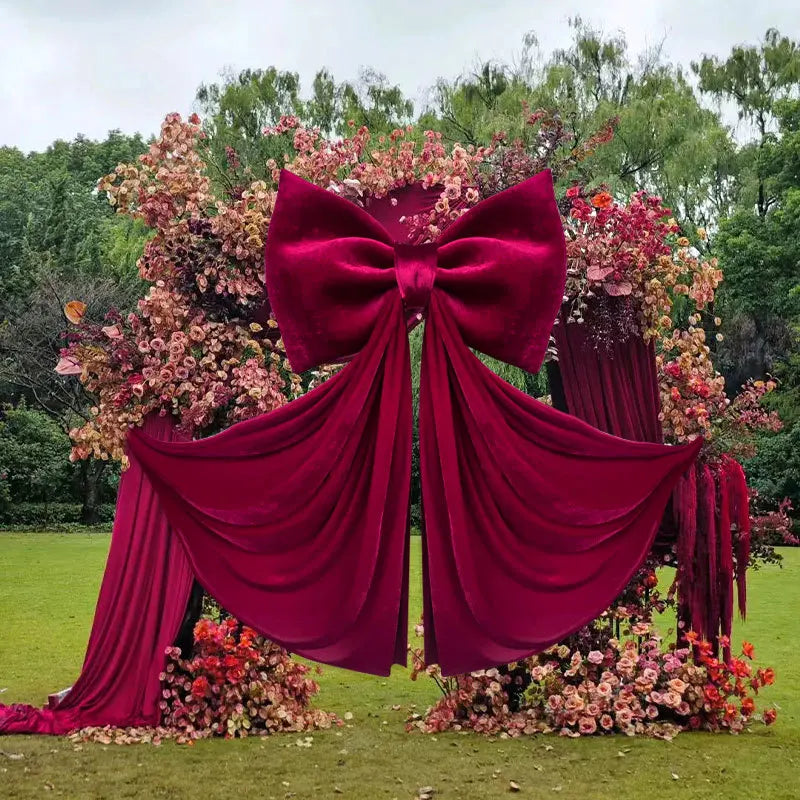 Giant Red Velvet Bow For Wedding Backdrops Engagement Wall Decoration, Hall Shop Window Display, Party Photography Props