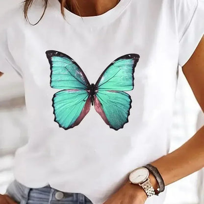 New in Y2k Love Heart Print Women Summer T Shirt Girl O Neck Funny Y2K Tops Tee Female 90s Casual Clothing