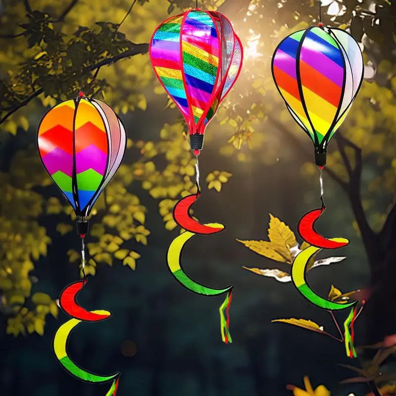 Balloon Wind Spinner 3X Hot Air Balloon Windmill Windsock Ornament Outdoor Decoration For Yard Garden Patio Fences Tree Birthday