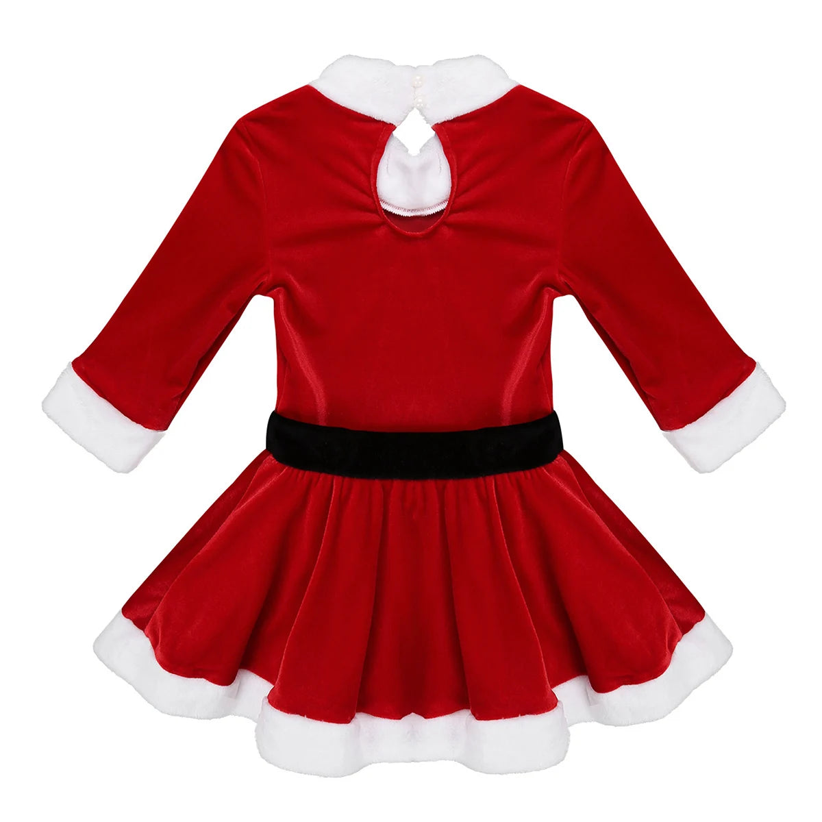 Kids Girls Christmas Santa Dance Costume Carnival Dresses Figure Ice Skating Roller Skating Ballet Dance Velvet Leotard Dress