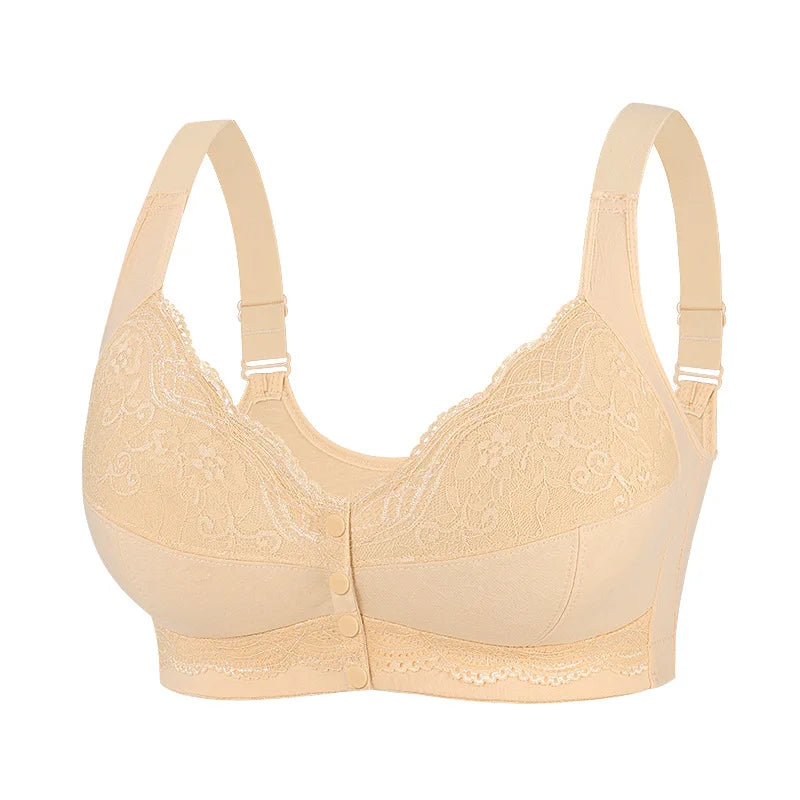 A-G Cup Women Plus Size Bra Front Closure Push Up Wire Free Brassiere Sexy Wireless Lace Breathable Bralette Underwear Lingerie