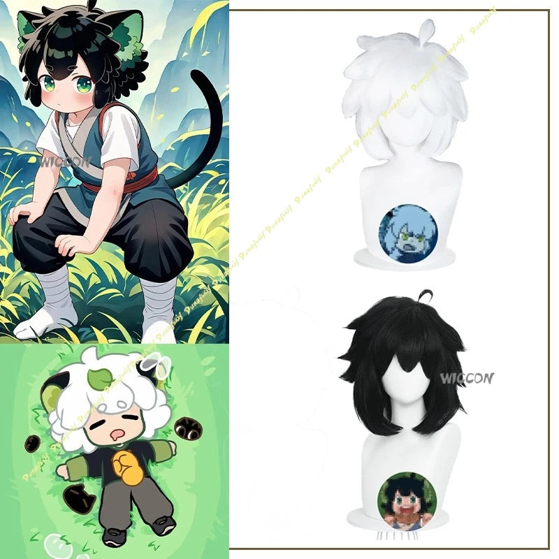 Luo Xiaohei Cosplay Costumes Wigs Black White Anime Long Short Boys Girls Cute Lovely Party Hair Resistant Christmas Halloween