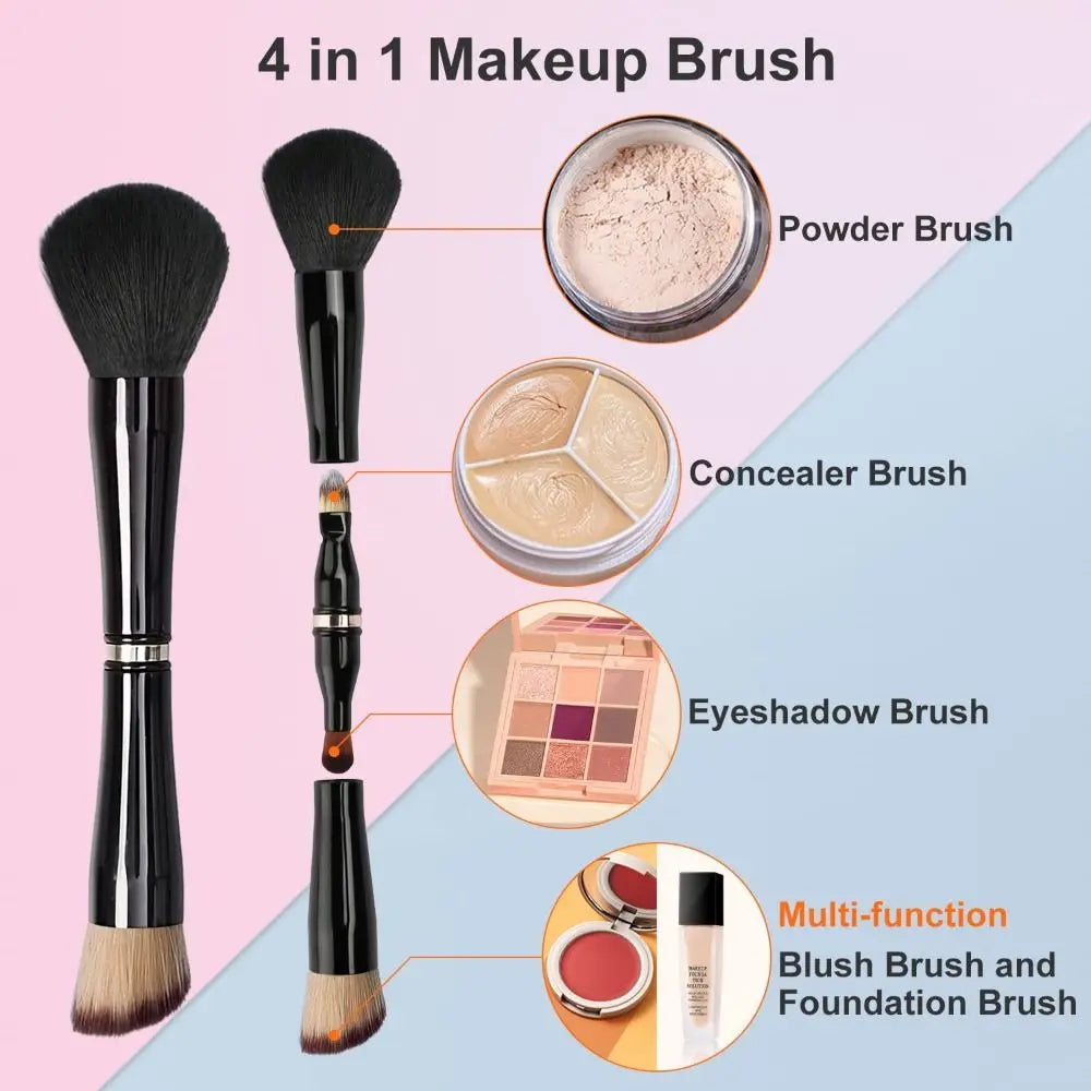 Concealer Makeup Brush Double Ended Makeup Brush Set with Case 4 in 1 Travel Makeup Brushes