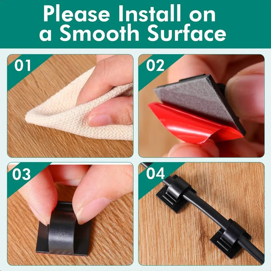 60 Pieces Mini Cable Clips Hooks Christmas Light Clips Self Adhesive Light Hooks Cord Clips for Desk Outdoor String Lights Smal