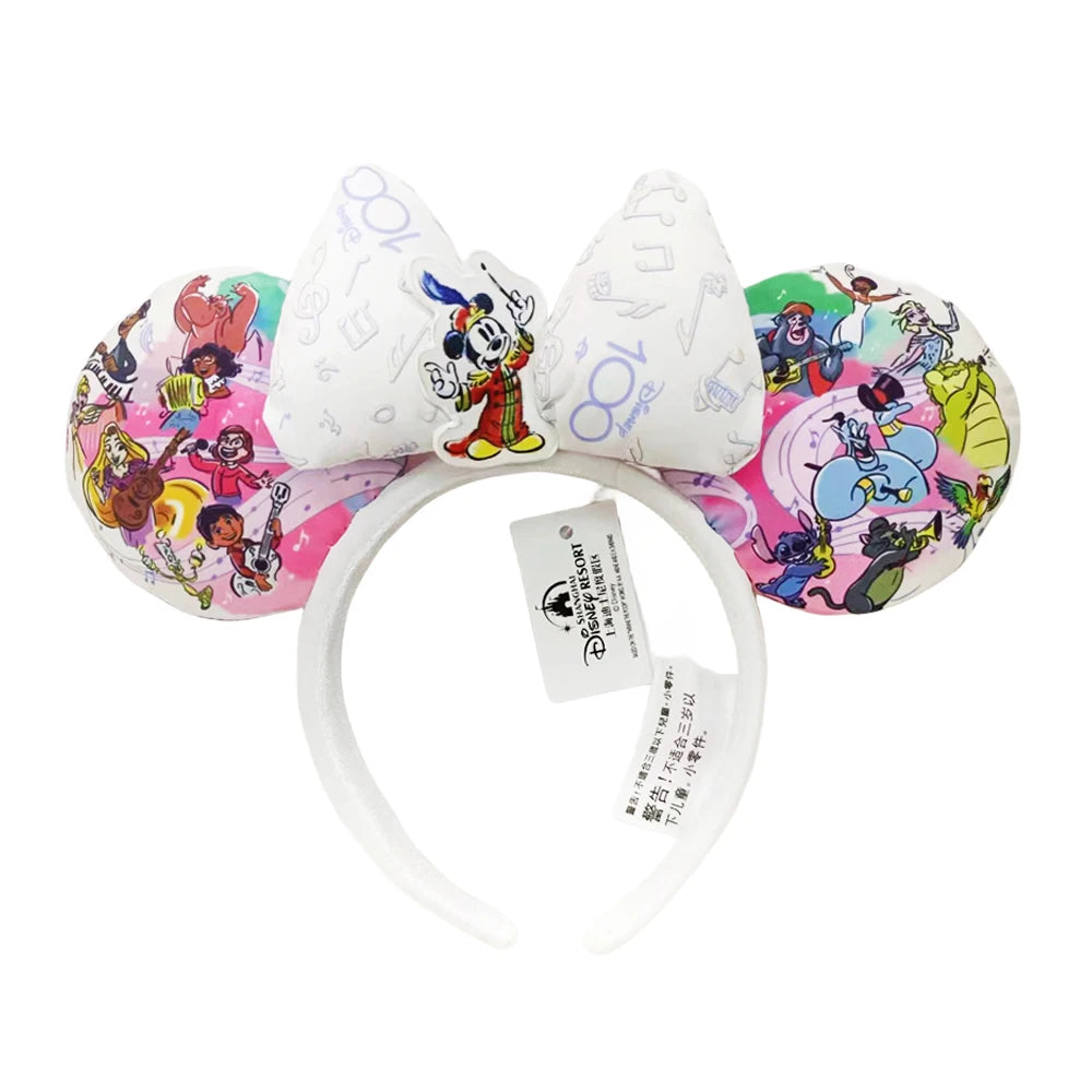 Disney Princess Mickey Mouse Headband Mickey Ear Rapunzel Snow White Sequin Bow Hair Hoop Gift Girl Accessories Christmas Gift