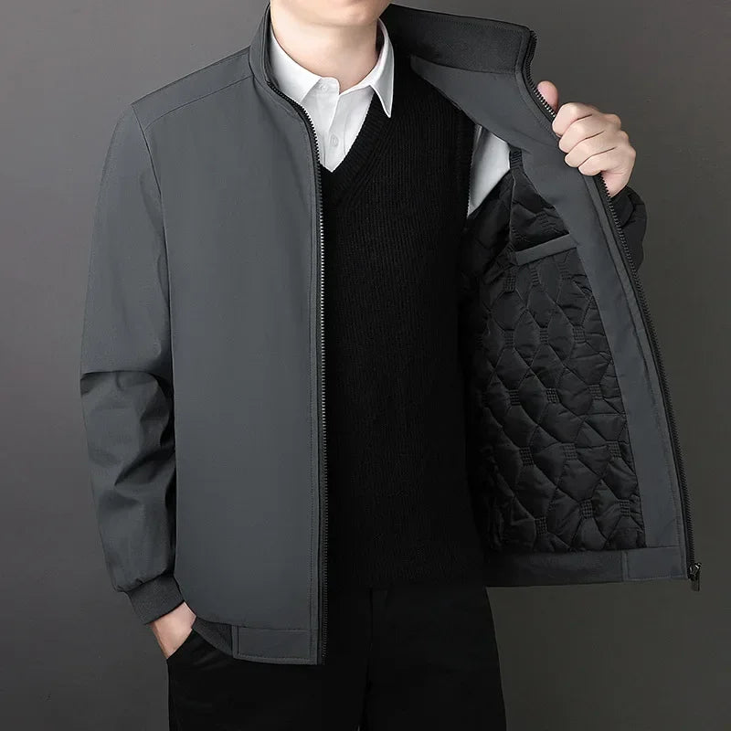 BROWON Brand Winter Jacket Men 2025 Autumn Solid Color Plush and Thick Coats Men Plus Size 8xl Stand Collar Warm Men Clothing