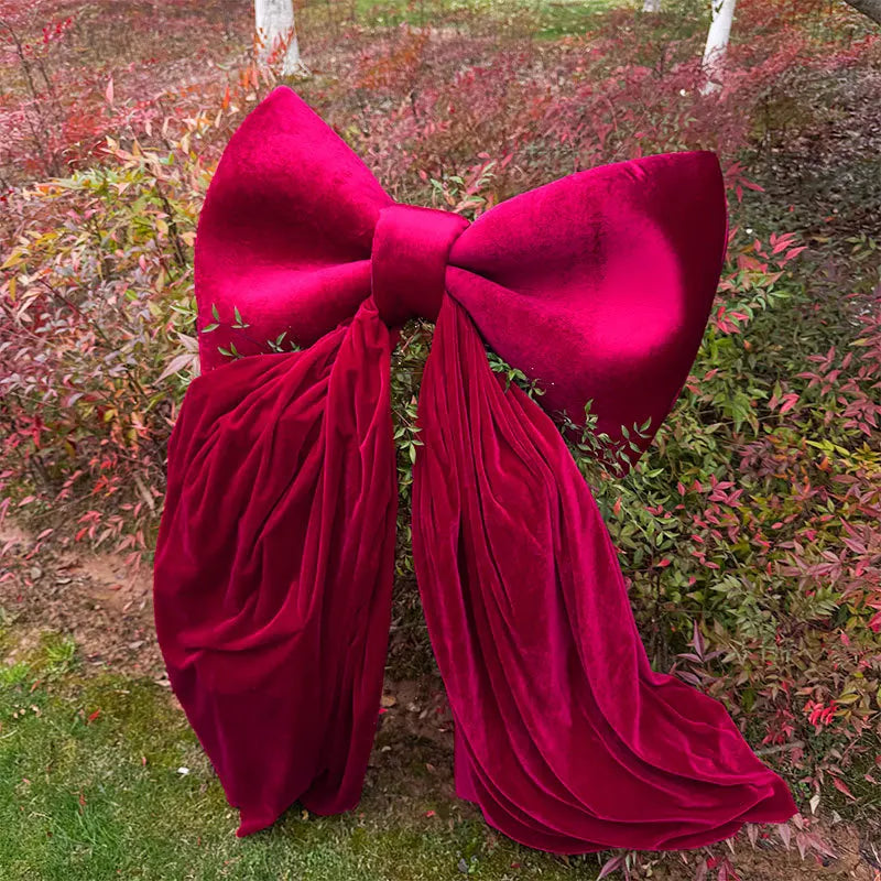 Giant Red Velvet Bow For Wedding Backdrops Engagement Wall Decoration, Hall Shop Window Display, Party Photography Props